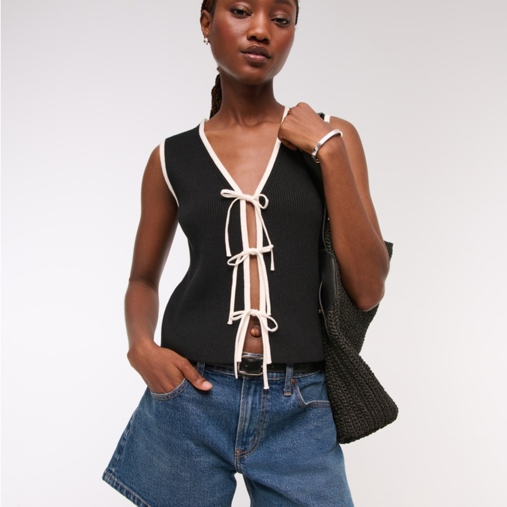 Abercrombie & Fitch Black Tank Top with White Trim